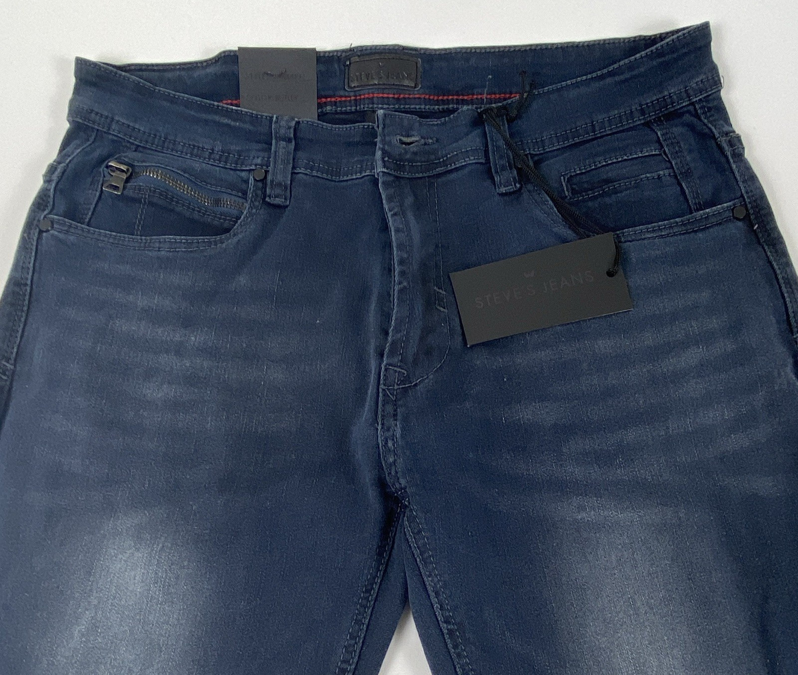 Steve’s Jean Men’s Slim Fit Dark Wash Blue Denim Stretch Mid Rise 5-Pocket 32*32