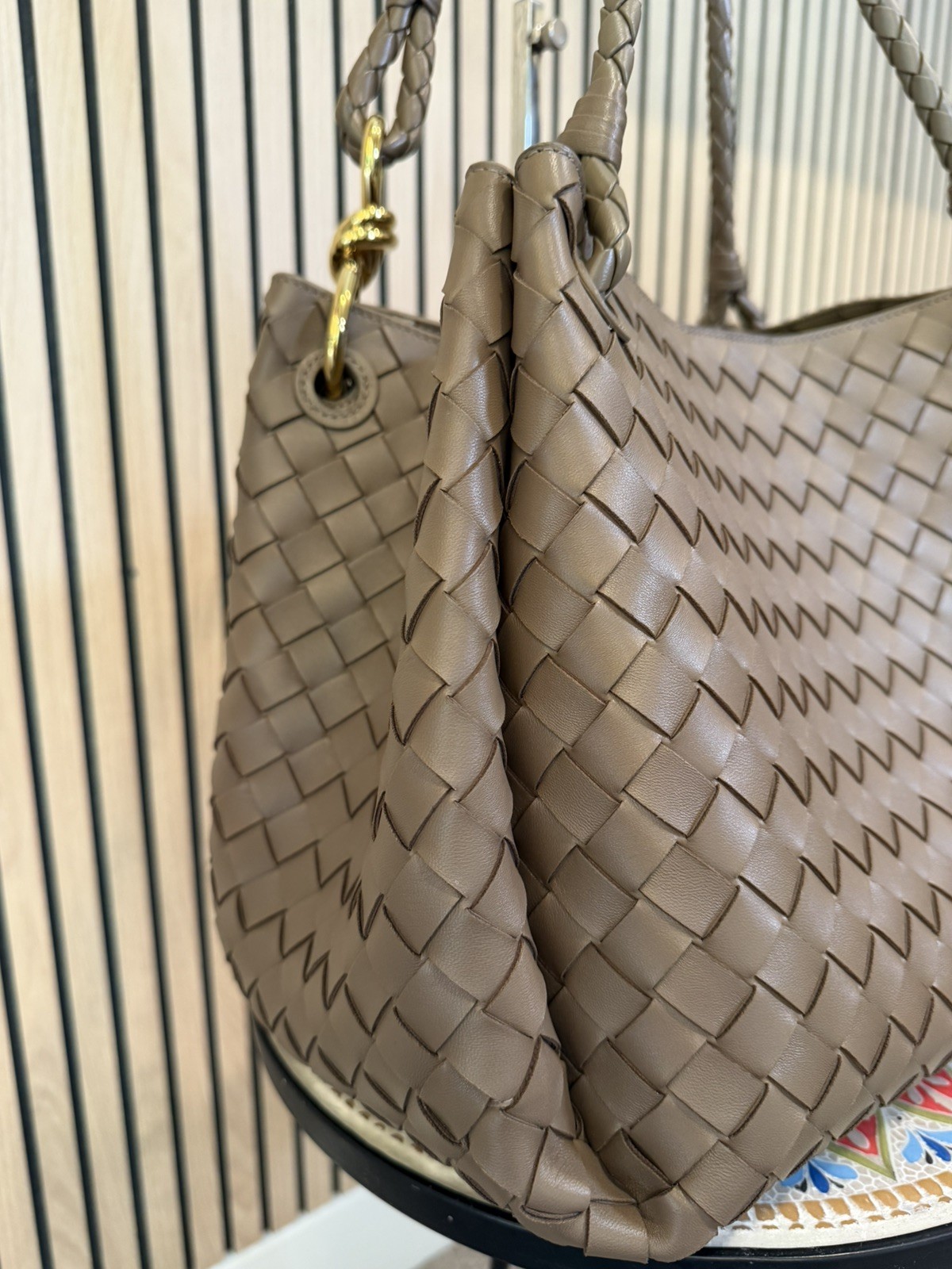 Bottega Veneta Intrecciato Large Parachute Shoulder Bag Pinecone