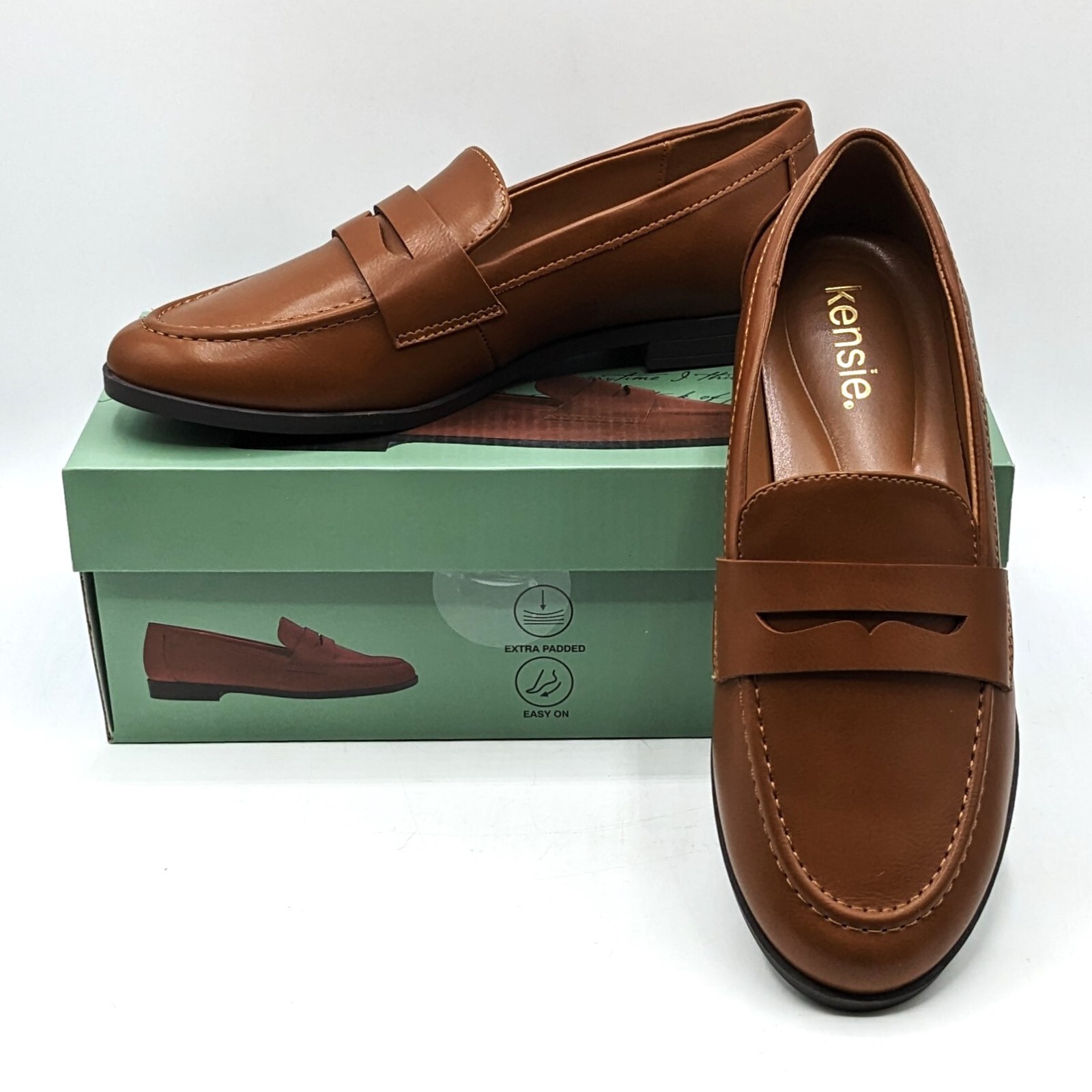 Kensie “Gitty” Women’s Slip-On Penny Loafer w/Padded Footbed (Cognac) – NEW