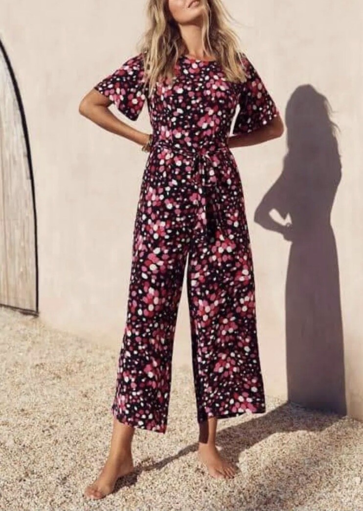 Mister Zimi Posey Nina Jumpsuit Black Pink Red White Floral Size 6