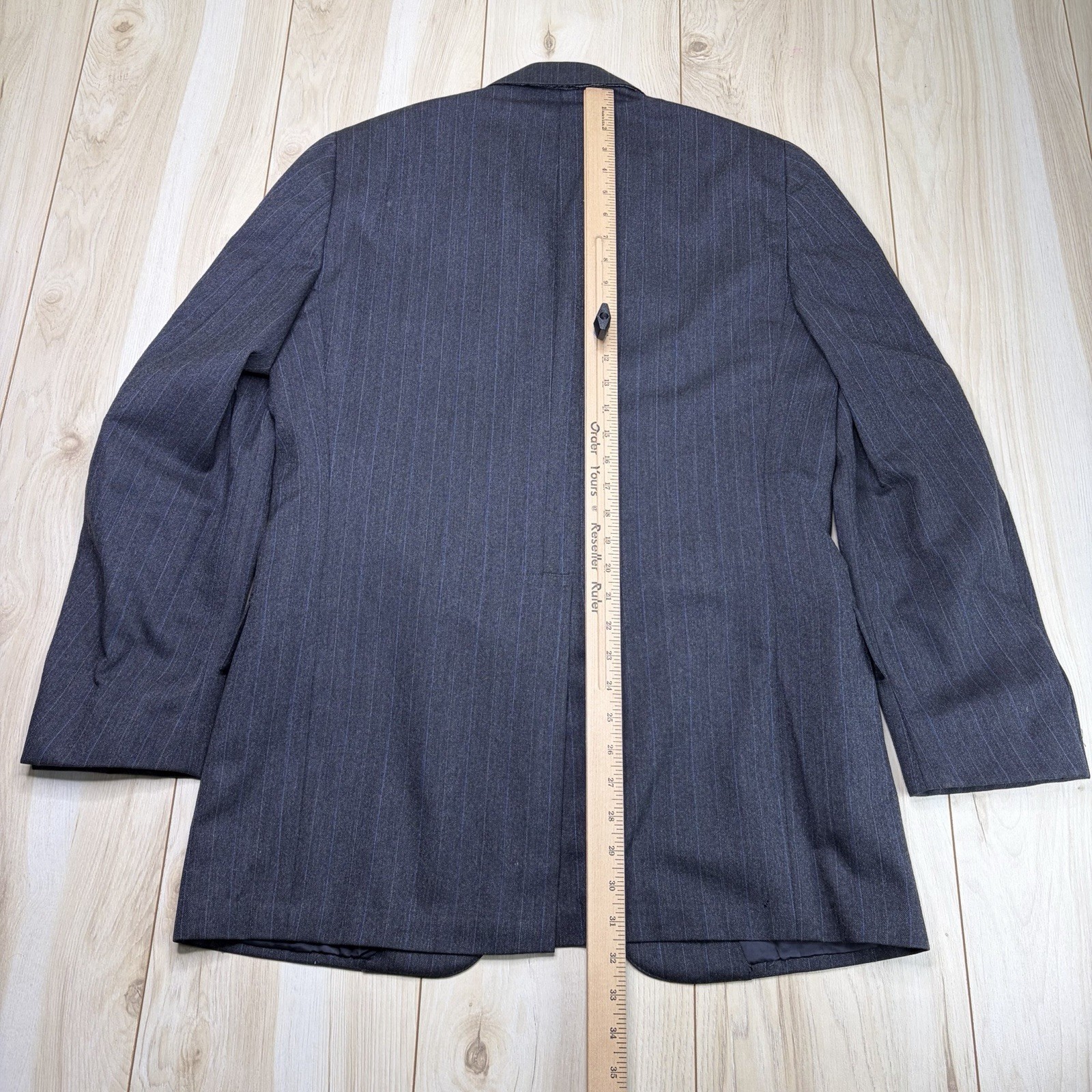 J. Press VTG Herringbone Double Pinstripe Wool 2/3 Roll Blazer Mens 40L Gray USA