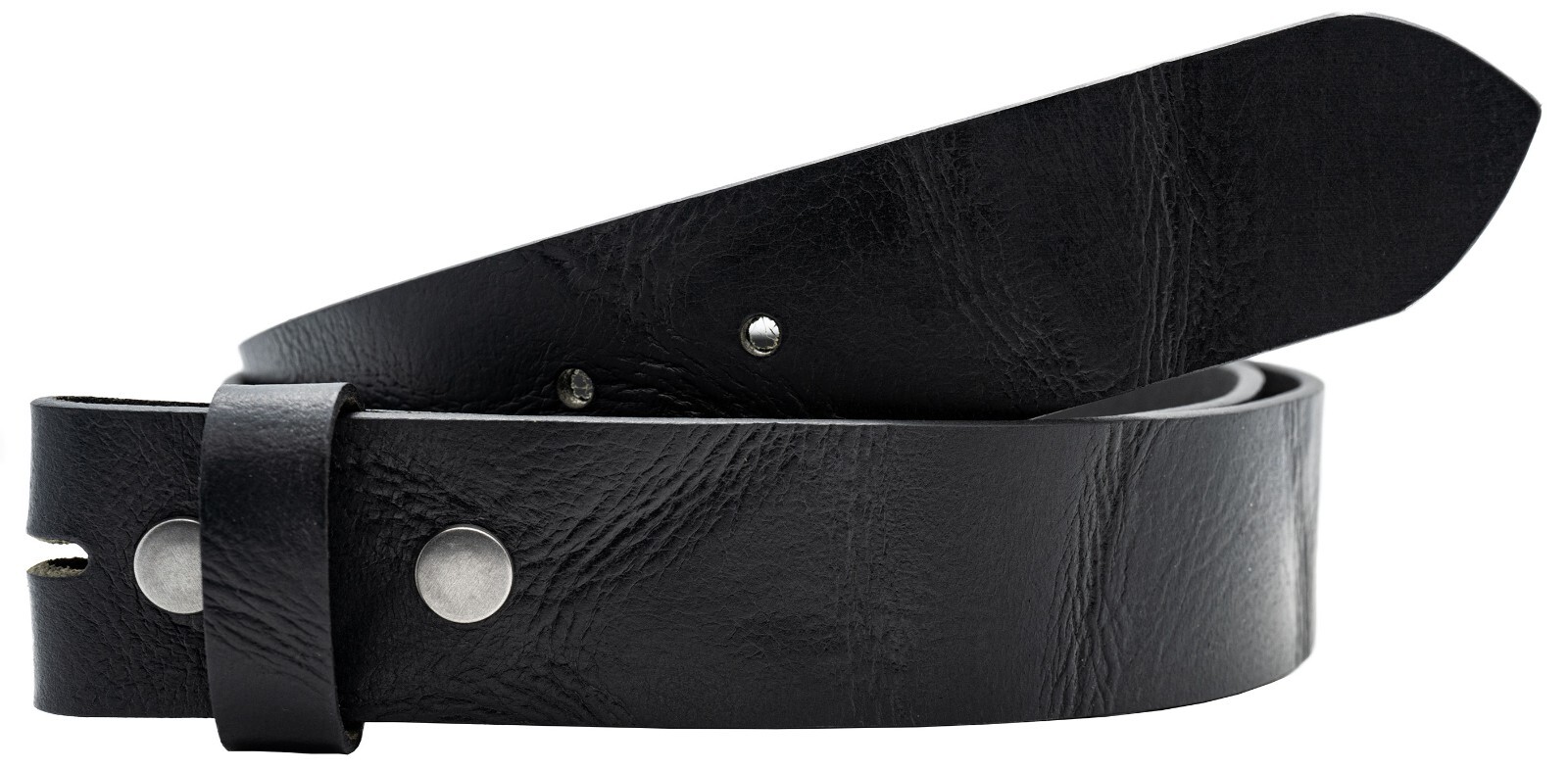 Men’s Full Grain Oil Tanned Crumpled Leather Casual Jeans Belt – Black