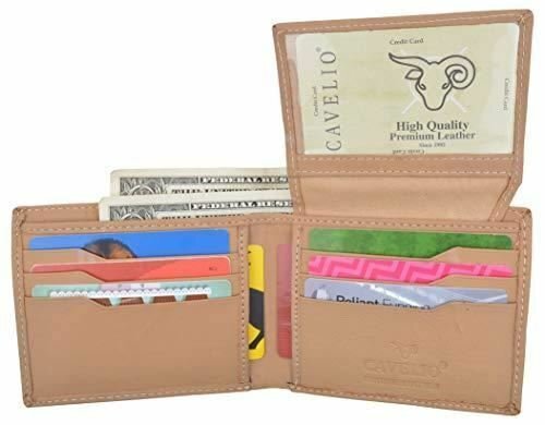 Cavelio Flap-Up ID Credit Card Holder Bifold Men’s Premium Leather Wallet