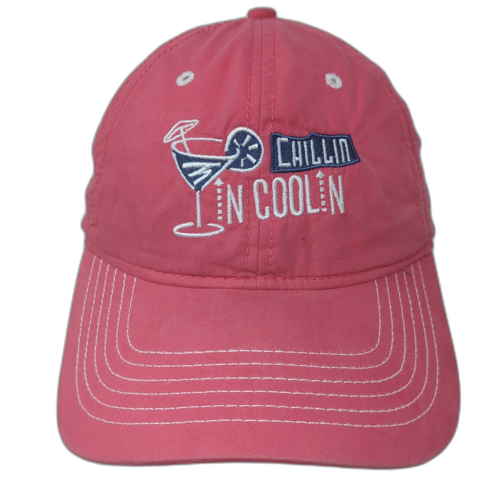Chillin N Coolin Strapback Hat Solid Pink One Size Embroidered Ahead