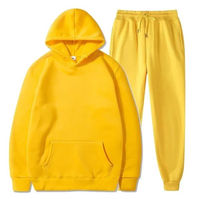 Men Fleece Jogger Set Tracksuit Casual Sportswear Unisex Hoodie Pants Ensemble