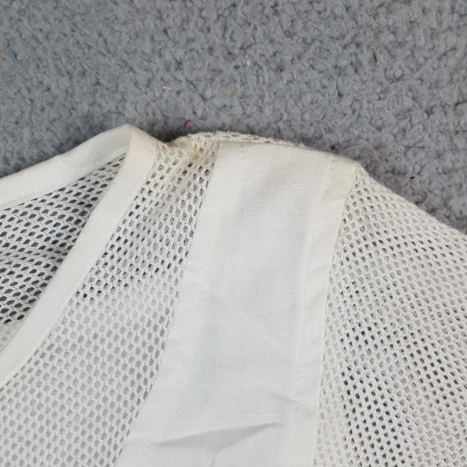 Vintage 80s Cap Sleeve Athletic Romper Size S White Tennis Mesh French Playsuit