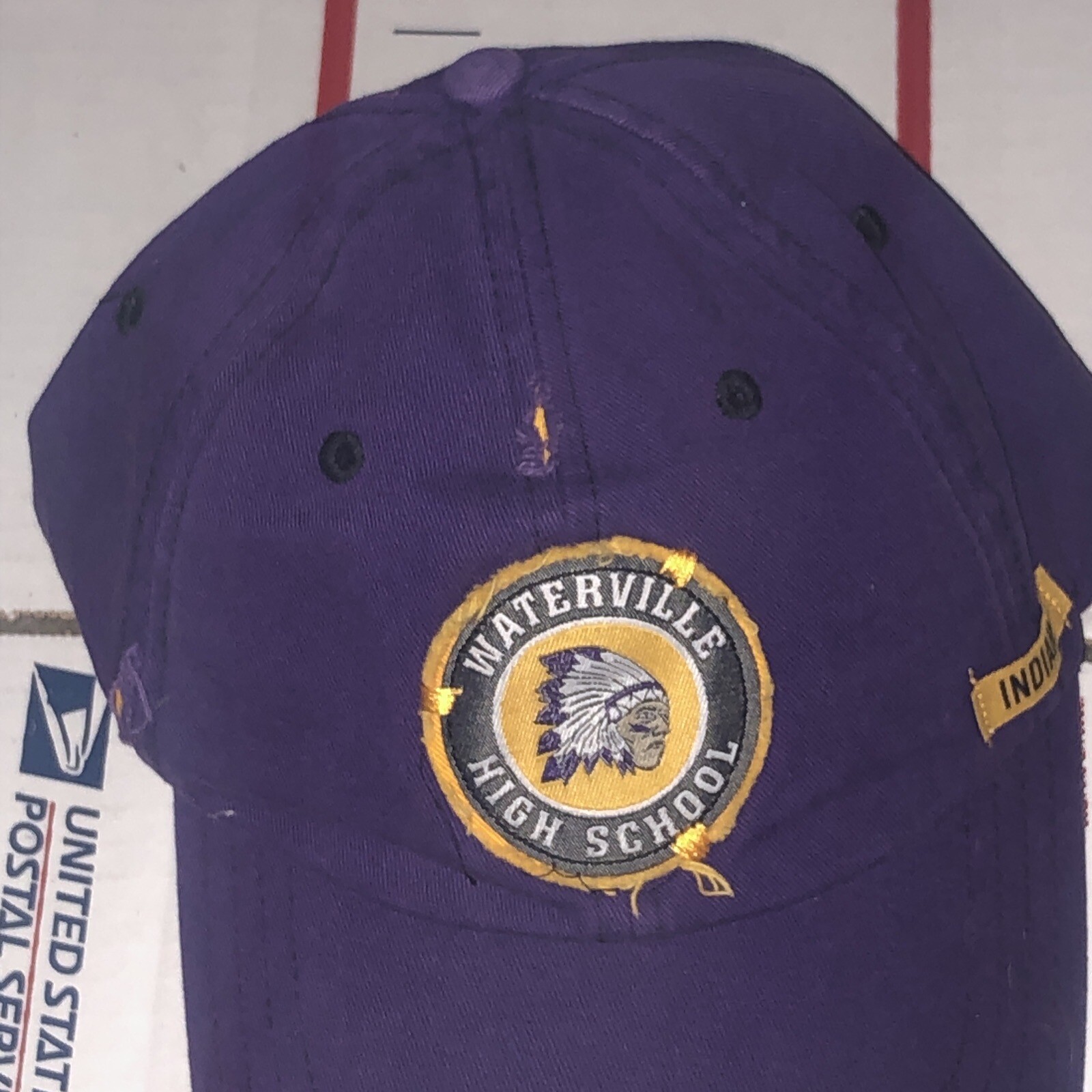 Vintage RARE NEW YORK HIGH SCHOOL WATERVILLE INDIANS HAT DEFUNCT LOGO RUFFLED