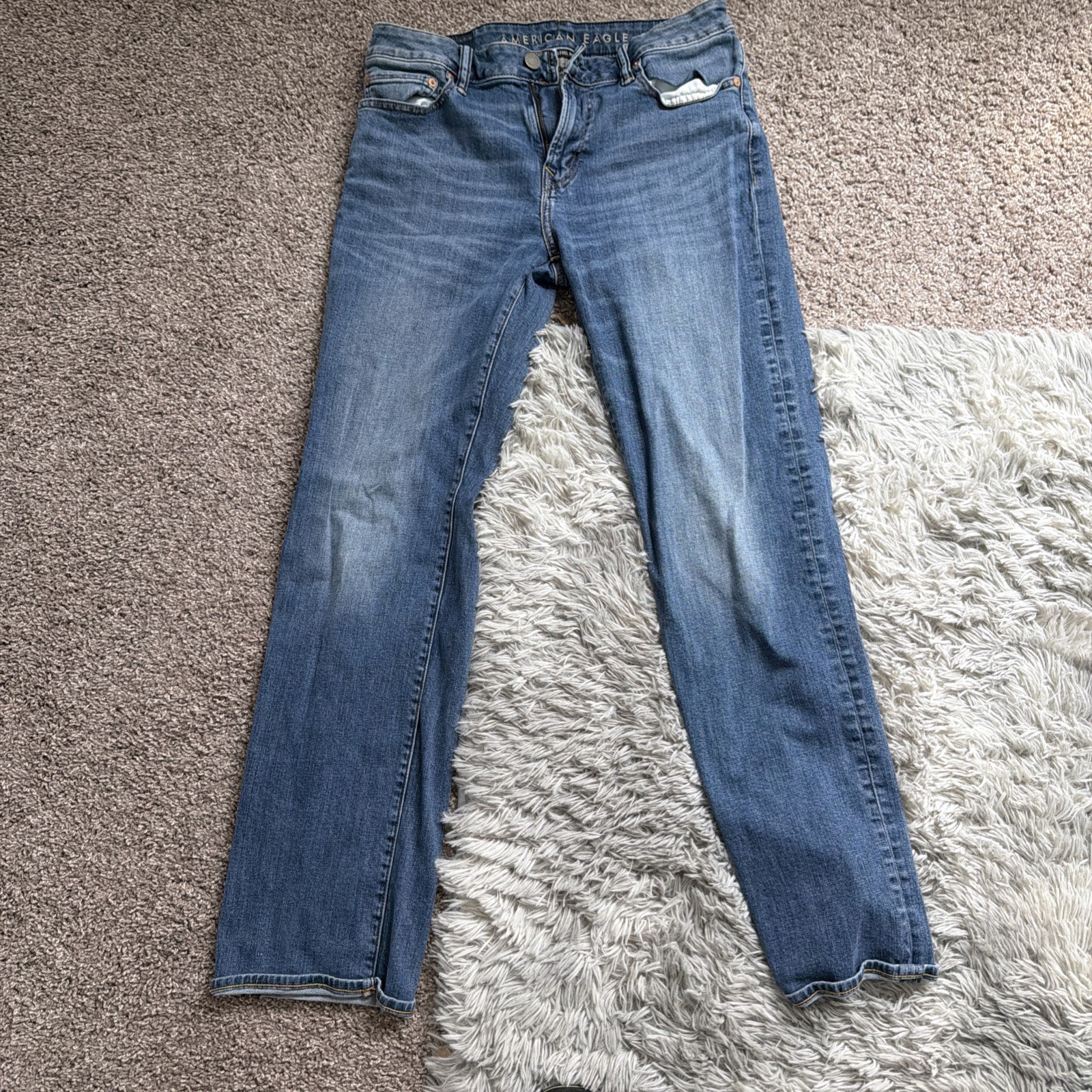 American Eagle Men’s Original Bootcut 32×34 Blue Stretch Jeans Distressed