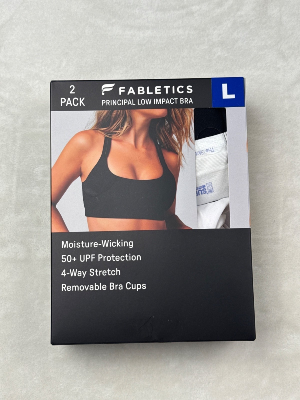 Fabletics Principal Low Impact Sports Bra 2-Pack Black LUPF 50+ Size L