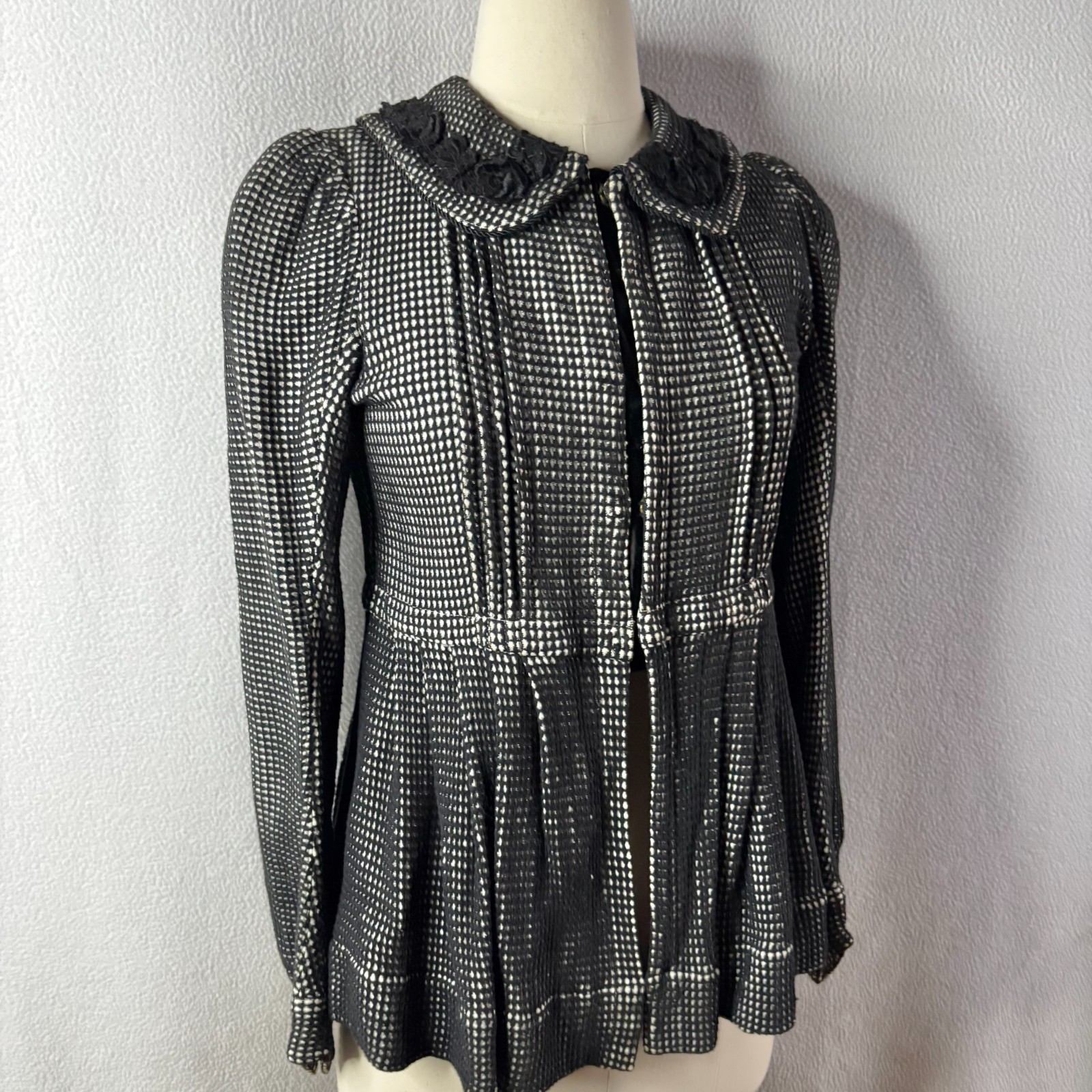 Hungarian Handmade Traditional Folk Top Jacket with Peplum Small