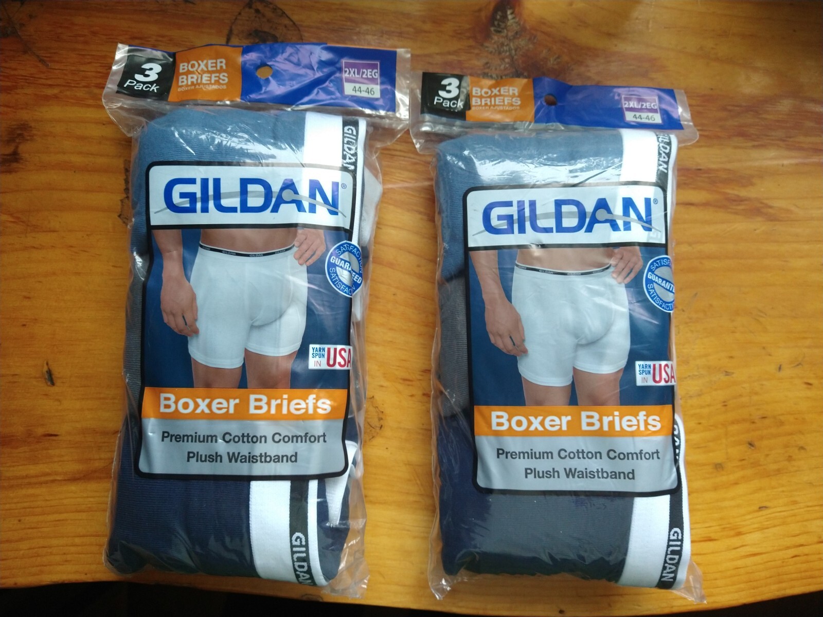 Gildan Boxer Briefs, Two 3-packs (6 pairs), 100% Cotton, Men’s 2XL, 44-46 Waist