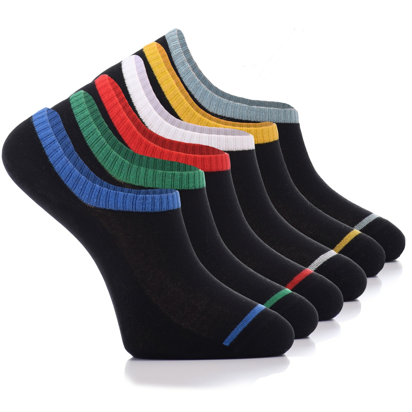 MEN Invisible No-Show COTTON Socks, MEDIUM, MULTI-COLOR, Casual, 6 Pair