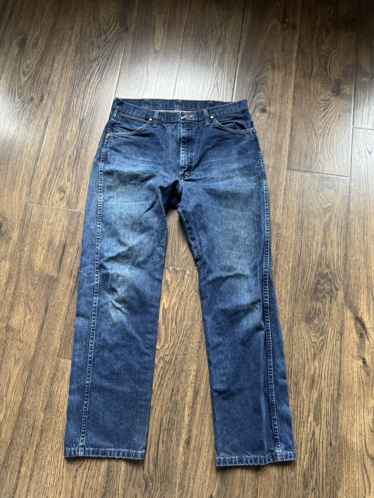 Wrangler Cowboy Cut Men’s Dark Wash Blue Cotton Denim Straight 5-Pocket Jeans