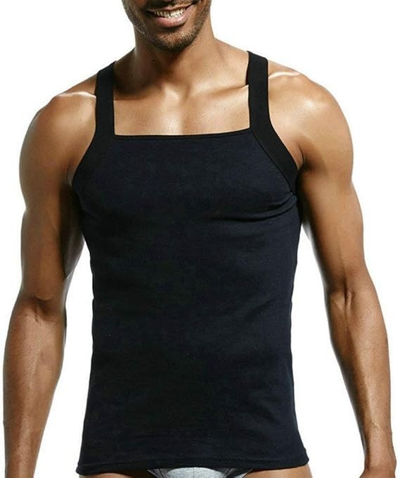 Zhiweikm Men’s G-Unit Style Square Cut Tank Tops Cotton Comfort Stretch Vest, XL
