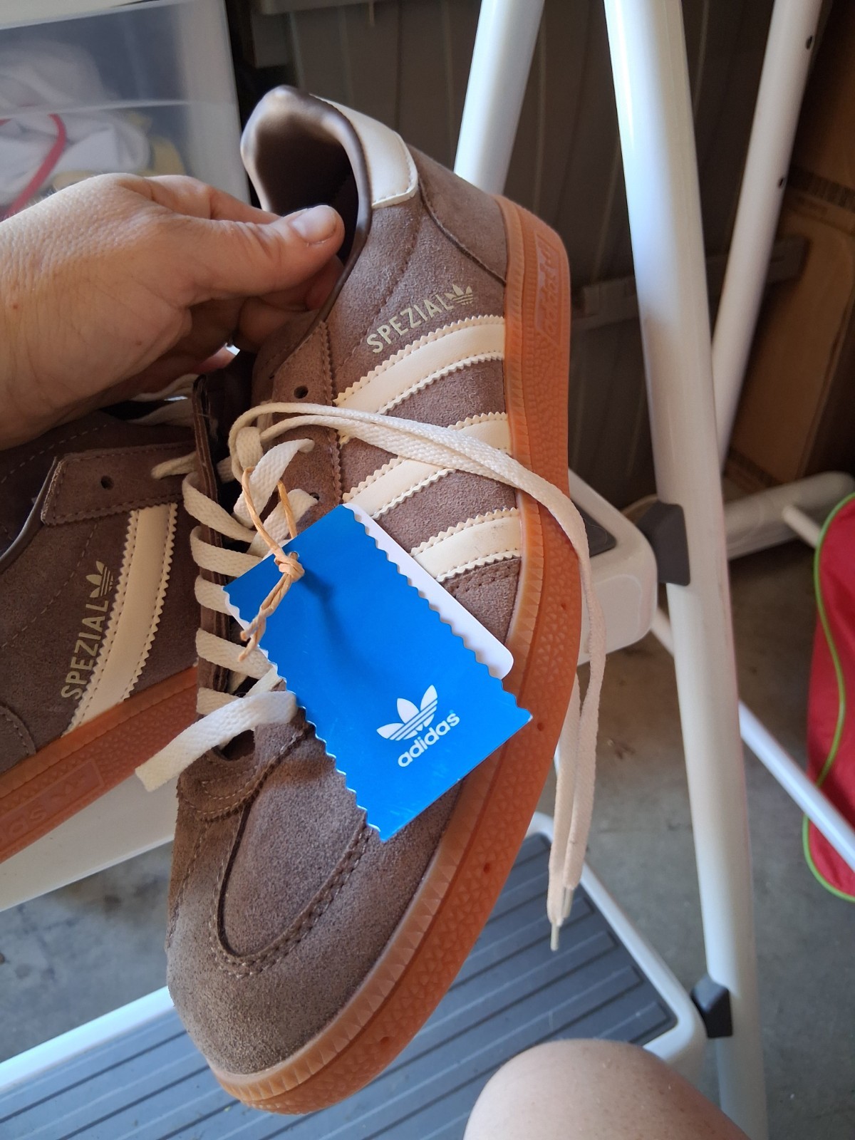 adidas Spezial Brown/White Suede Low Top Lace-Up Sneakers SHI 035004