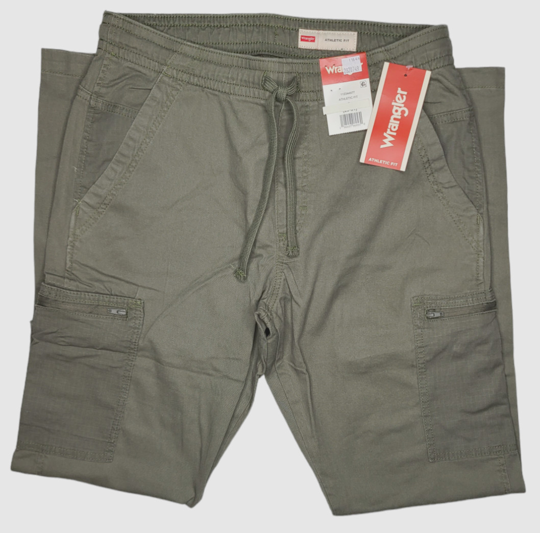 Wrangler #11644 NEW Men’s Elastic Waist Drawstring Athletic Fit Cargo Pants
