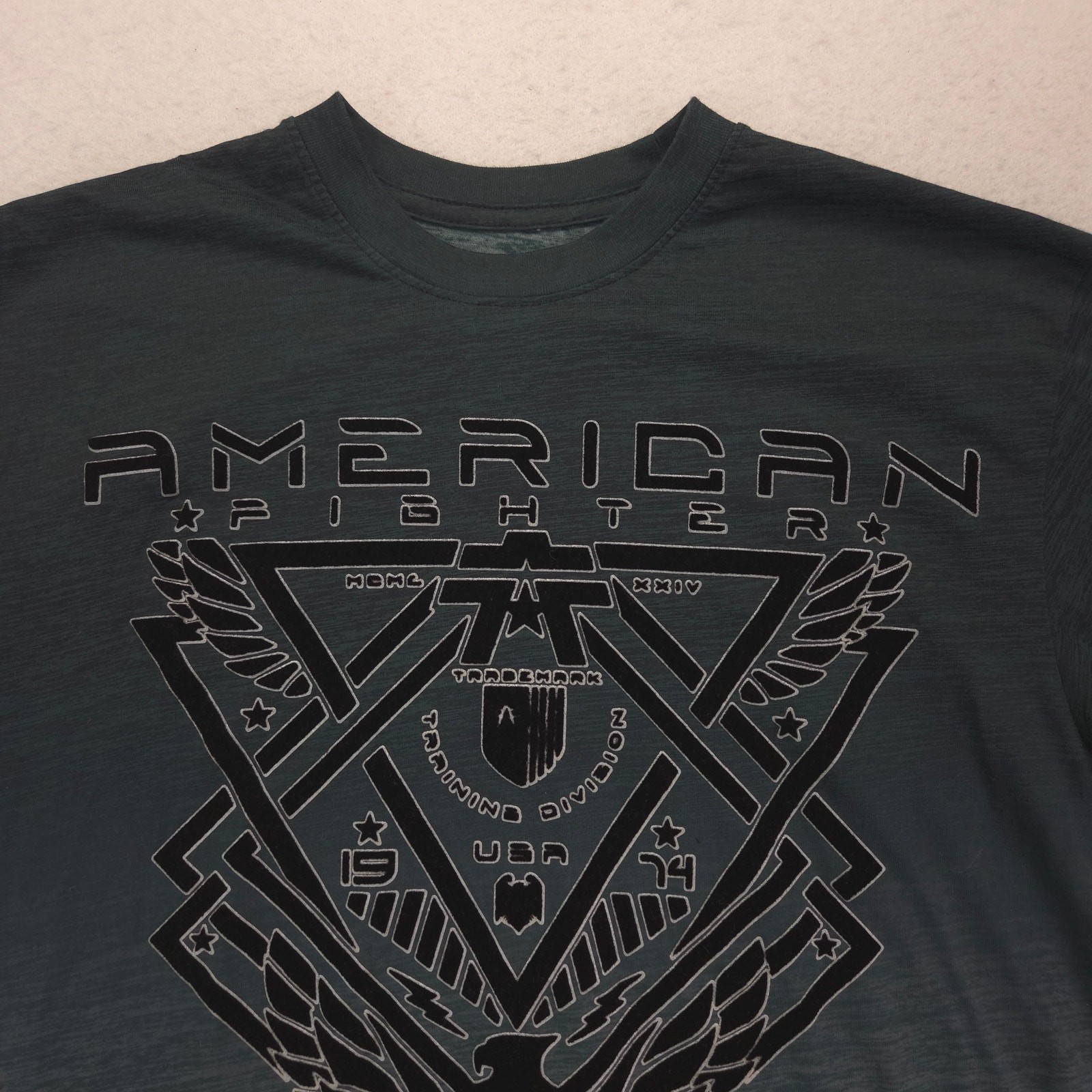 American Fighter Casual Short Sleeve Graphic Crew Neck T Shirt Mens Size M Green