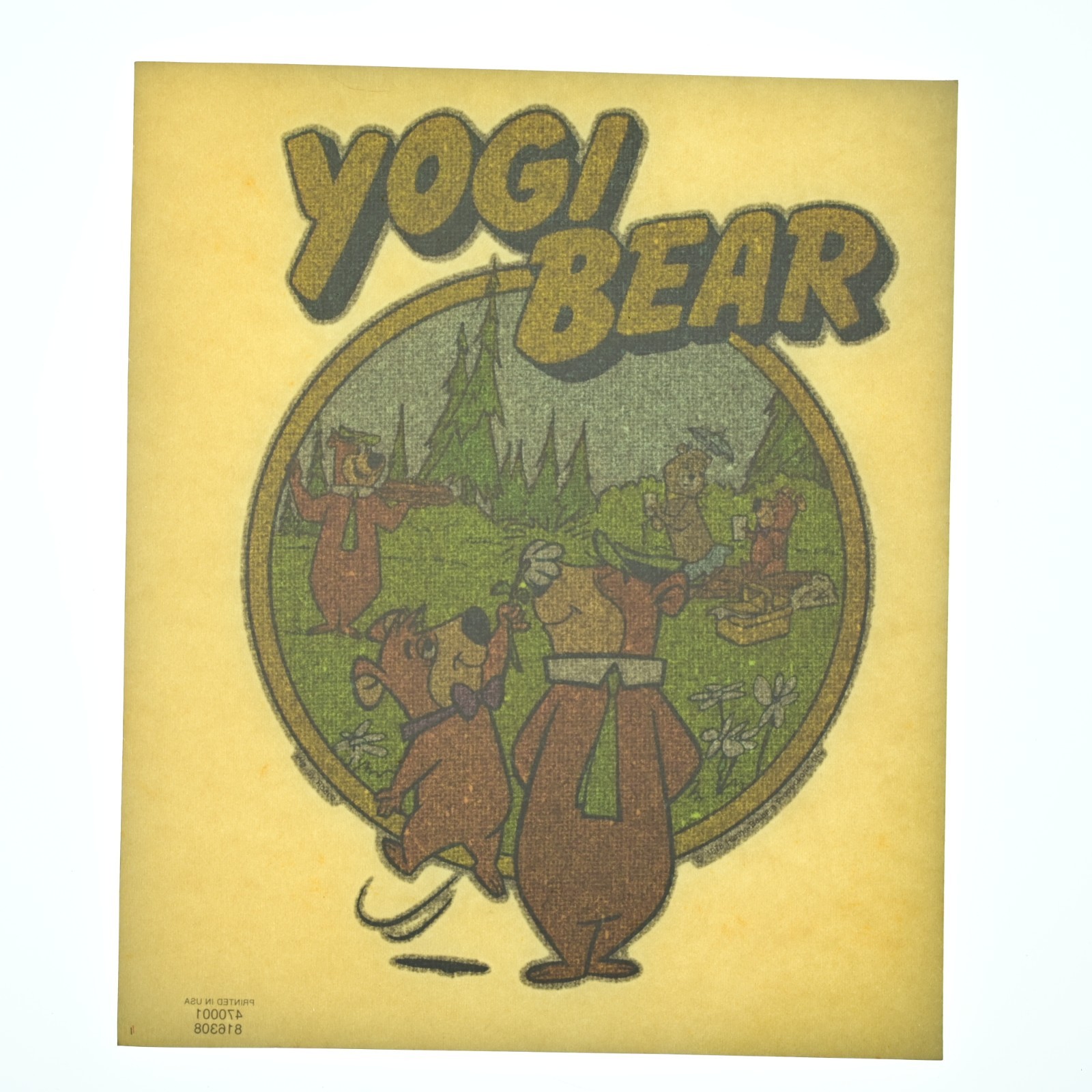 Original VINTAGE 1970s Heat Transfer | Yogi Bear | Iron On
