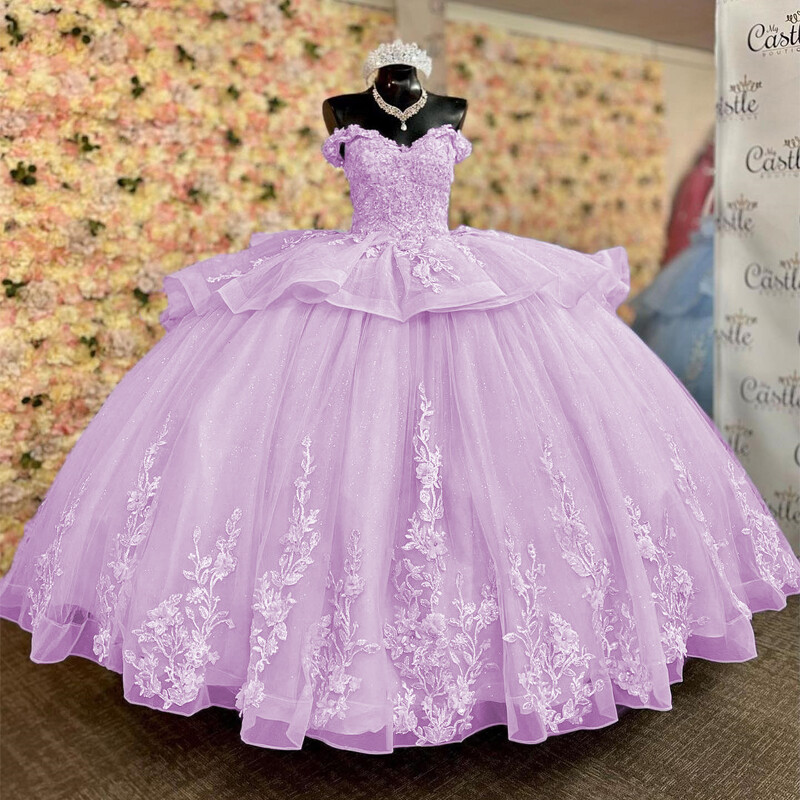 Quinceanera Off-Shoulder Dress Sweet 15 16 Birthday Party Prom Dress-