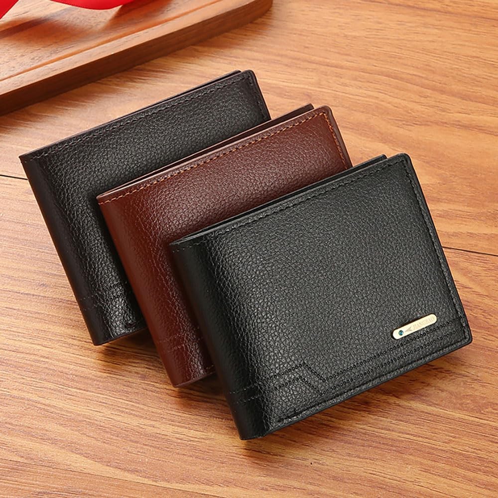 MUFANDUO Slim Wallet for Men with Coin 4.68 x 3.75 x 0.6 inches, Coffee L