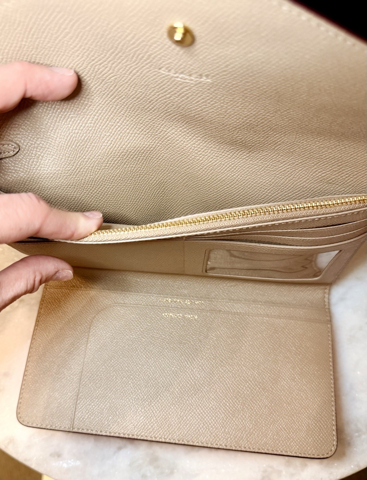 COACH Pink Crossgrain Leather Travel Envelope Wallet Wristlet Clutch
