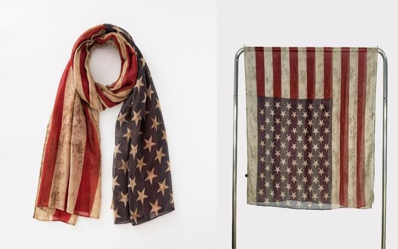 Popular Shawl American Flag Oblong Scarfs Stars Pattern Headscarf Soft Love Gift
