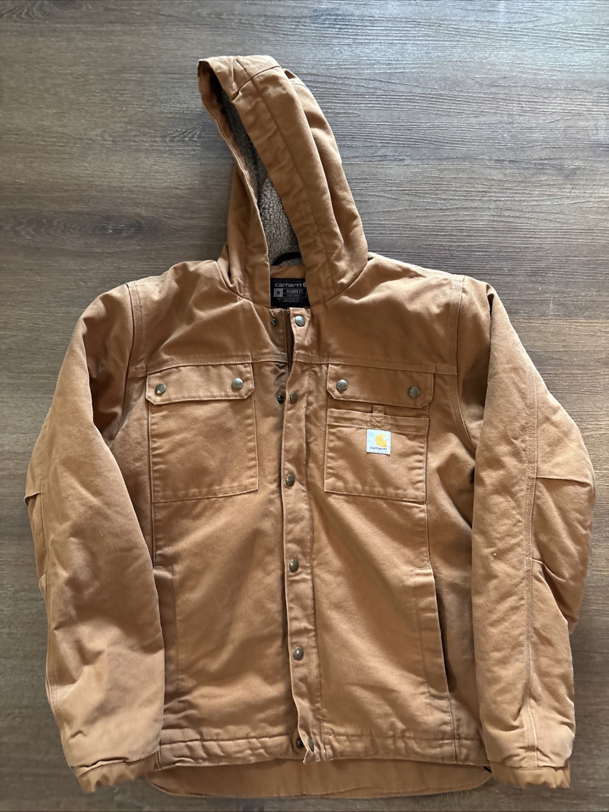 Carhartt Washed Duck Sherpa-Lined Brown Utility Jacket Men’s Size Medium