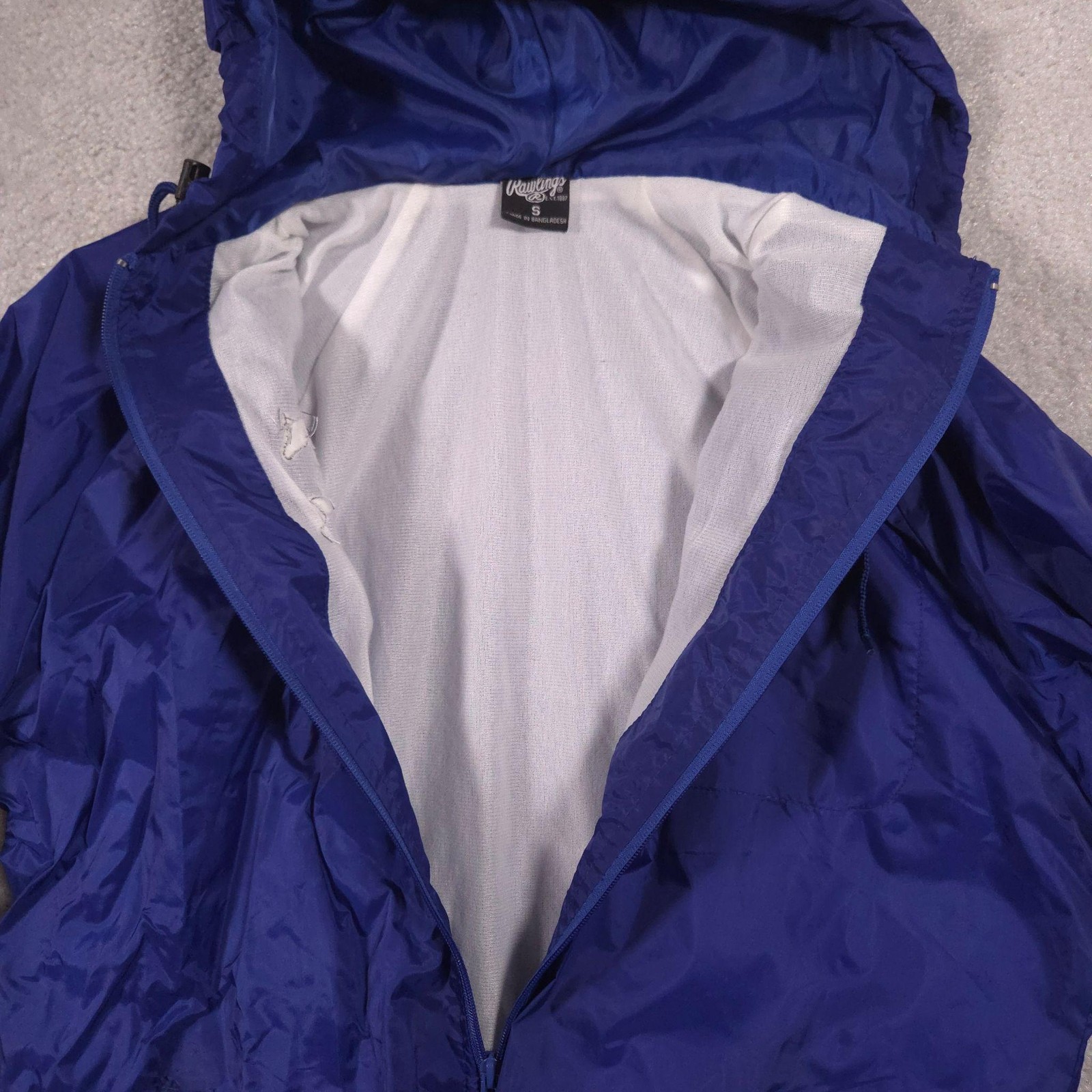 Rawlings Jacket Mens Small Blue Hooded Windbreaker Just Breathe Horse Riding