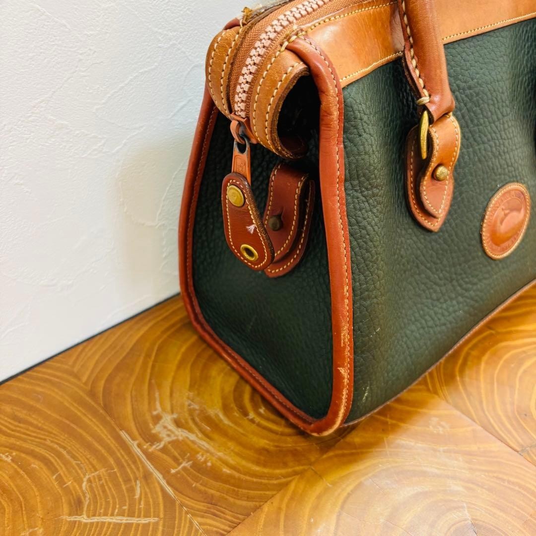 Dooney & Bourke Mini Boston Bag Green US 11.6in Pebbled Leather Vintage Japan