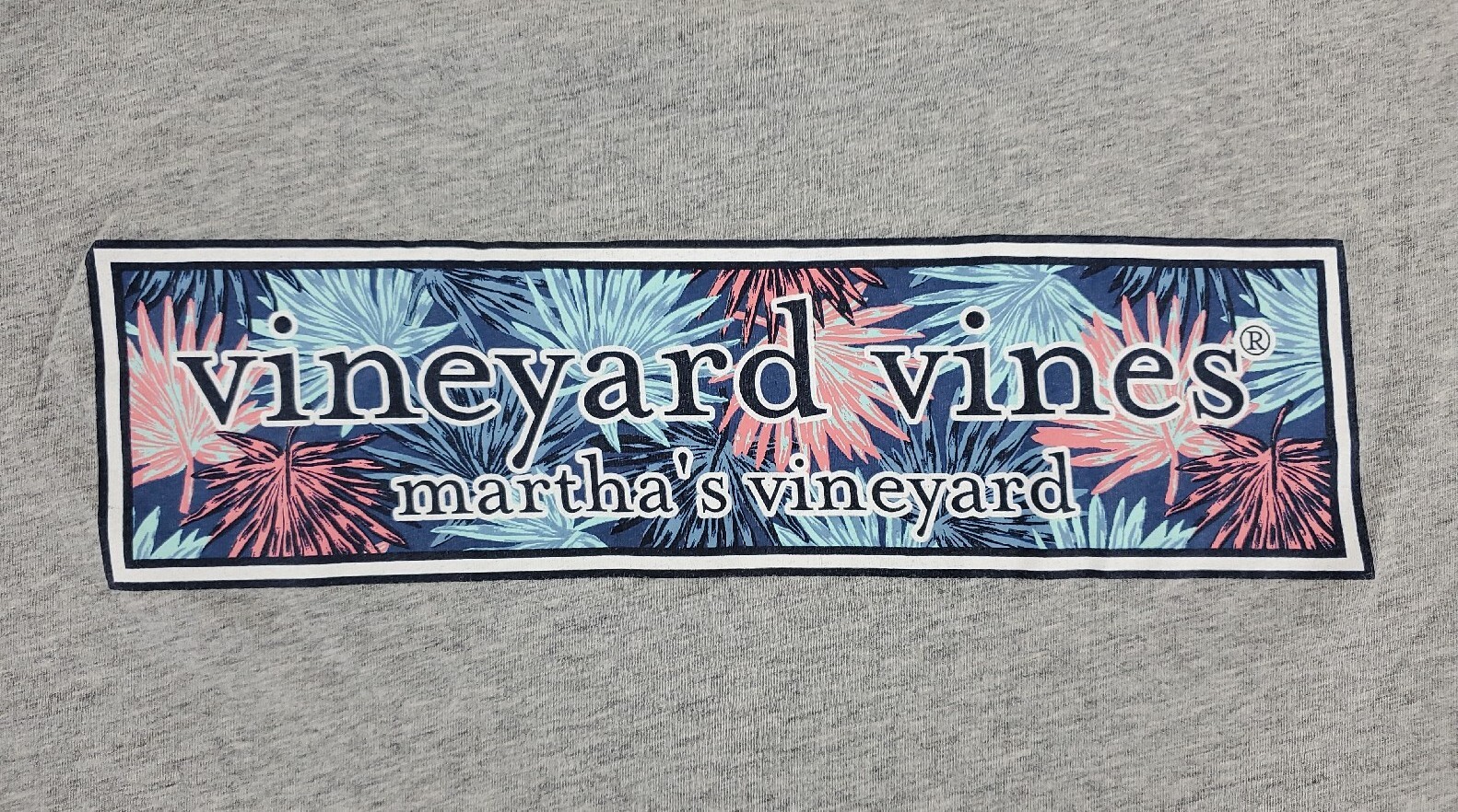 Vineyard Vines Shirt Mens Large Gray Long Sleeve Whale Martha’s Floral Adult A01