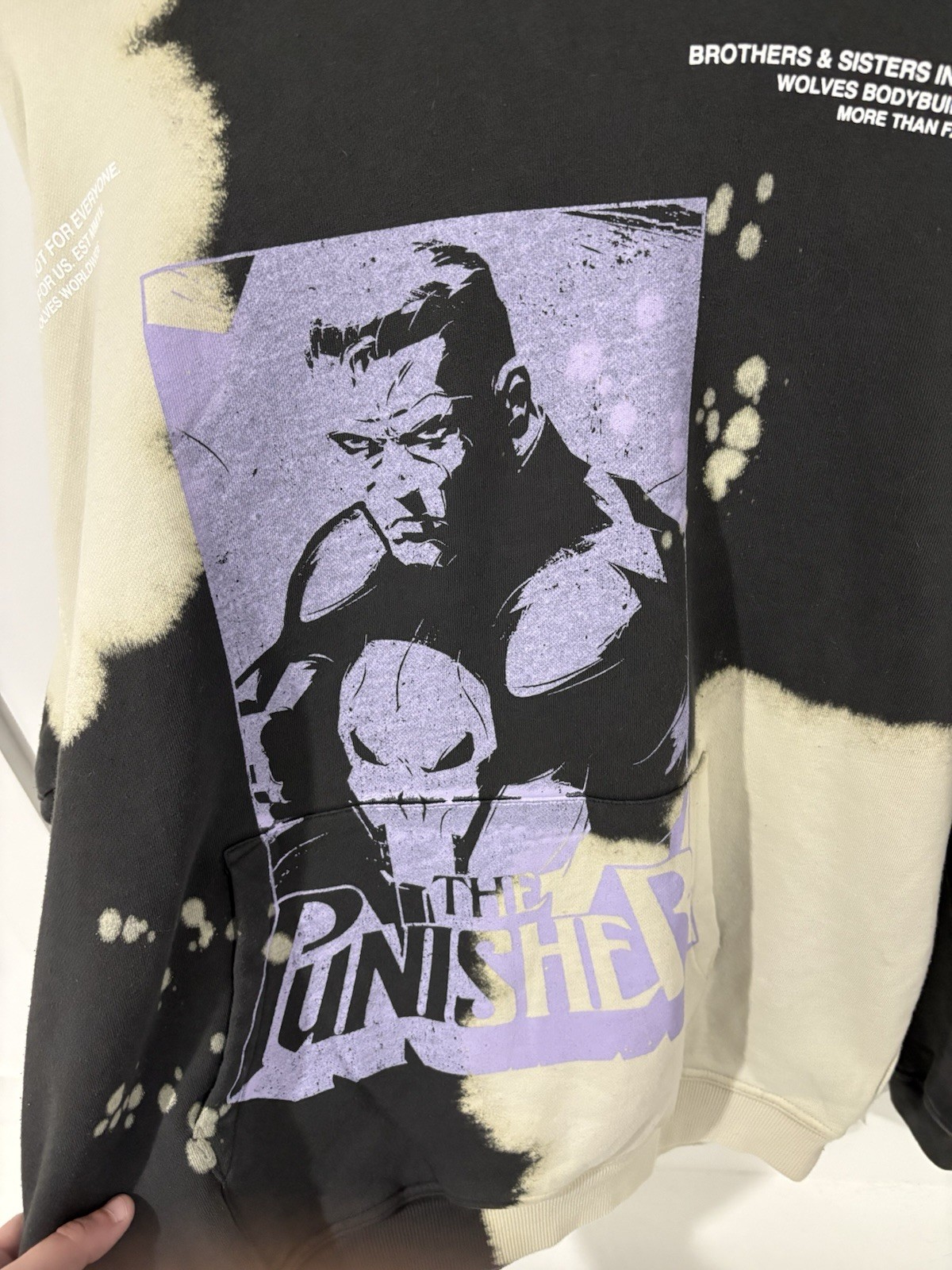 Darc Sport x Punisher Wolves Graphic Castle Gray Acid Wash Hoodie Men’s L