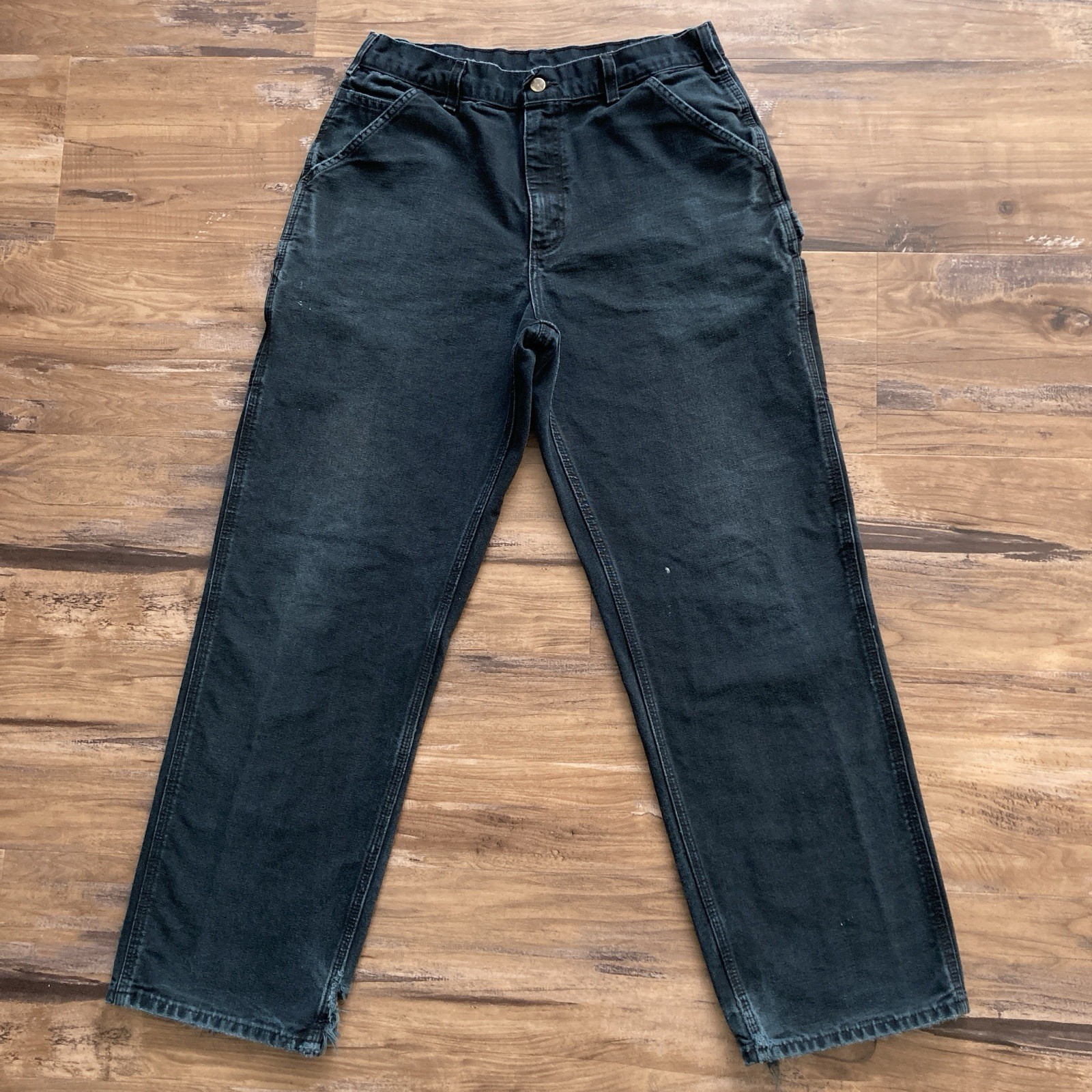 Carhartt B11 BLK Canvas Work Pants Mens 32×31 Black Faded Distressed