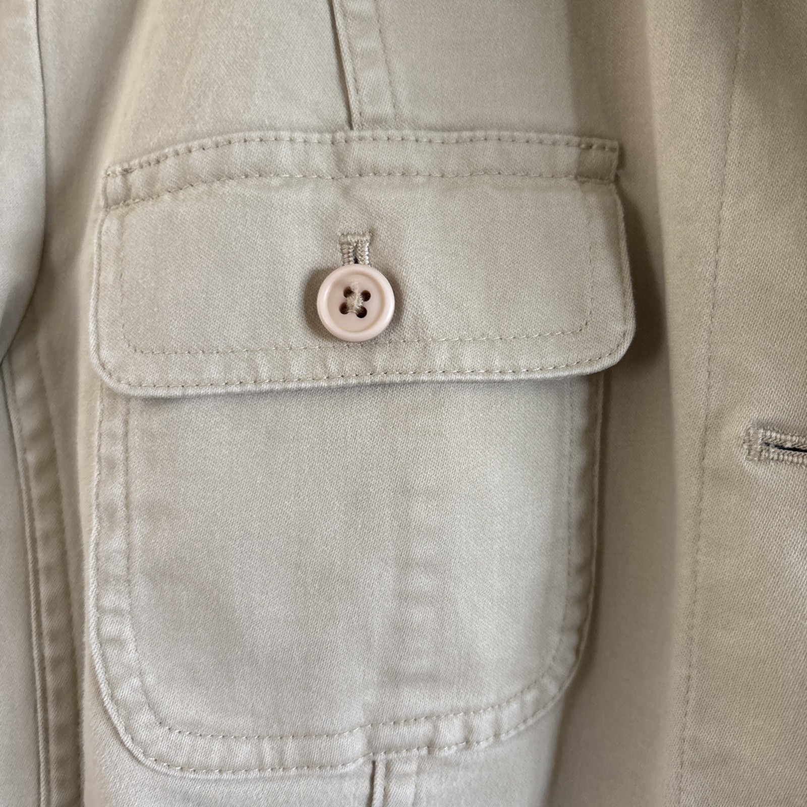 Talbots Tan Cotton Stretch Utility Safari Jacket Button Up Size 10 Casual Blazer