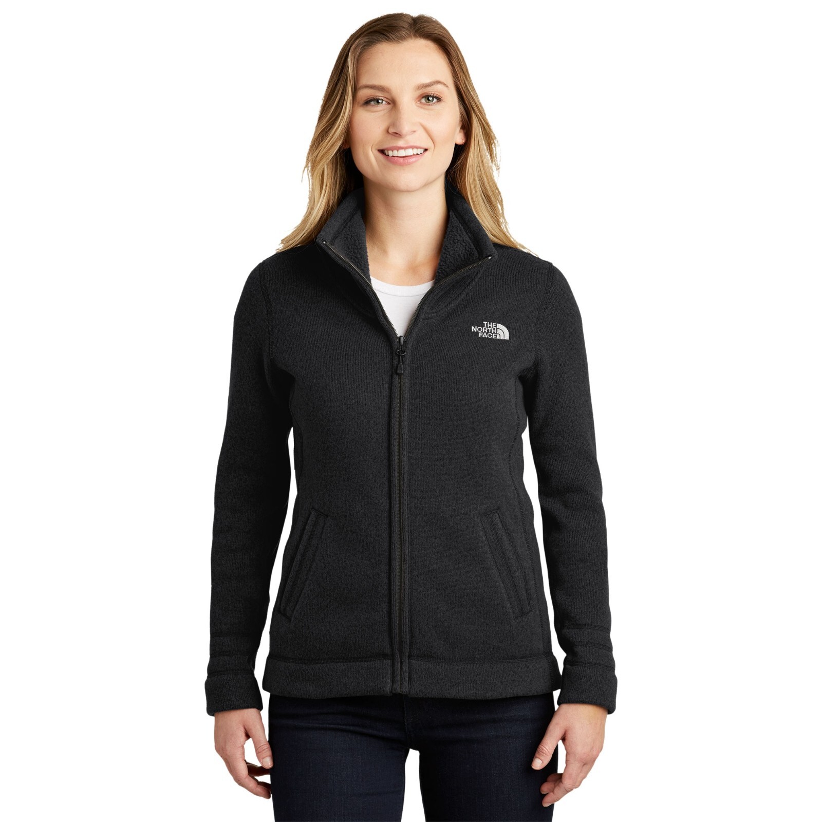 The North Face NF0A3LH8 Ladies Sweater Fleece Jacket – Black Heathers size small