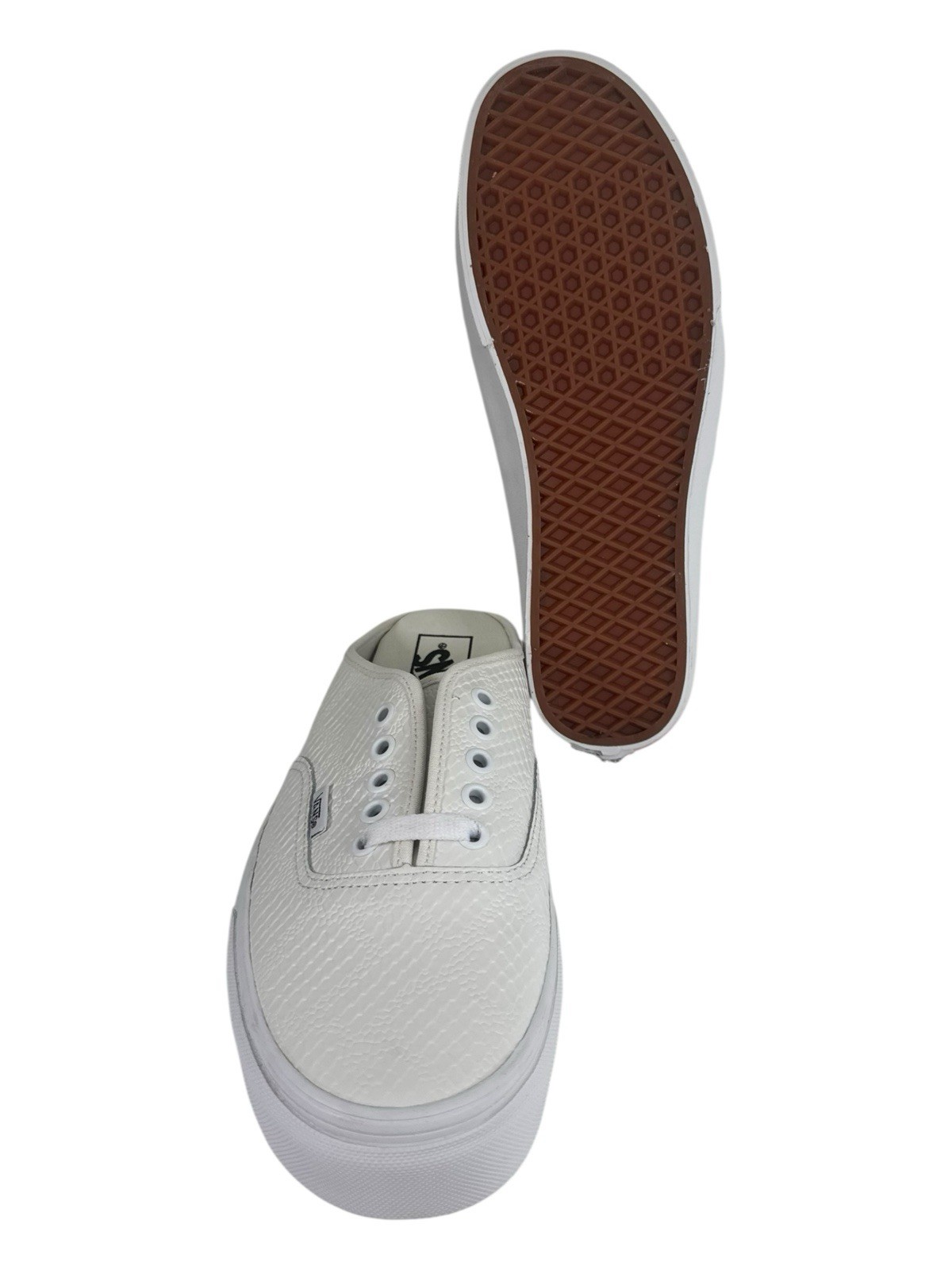Vans Authentic Mule White Blanc Leather Python VN0A54F77NR Women Size 5.5