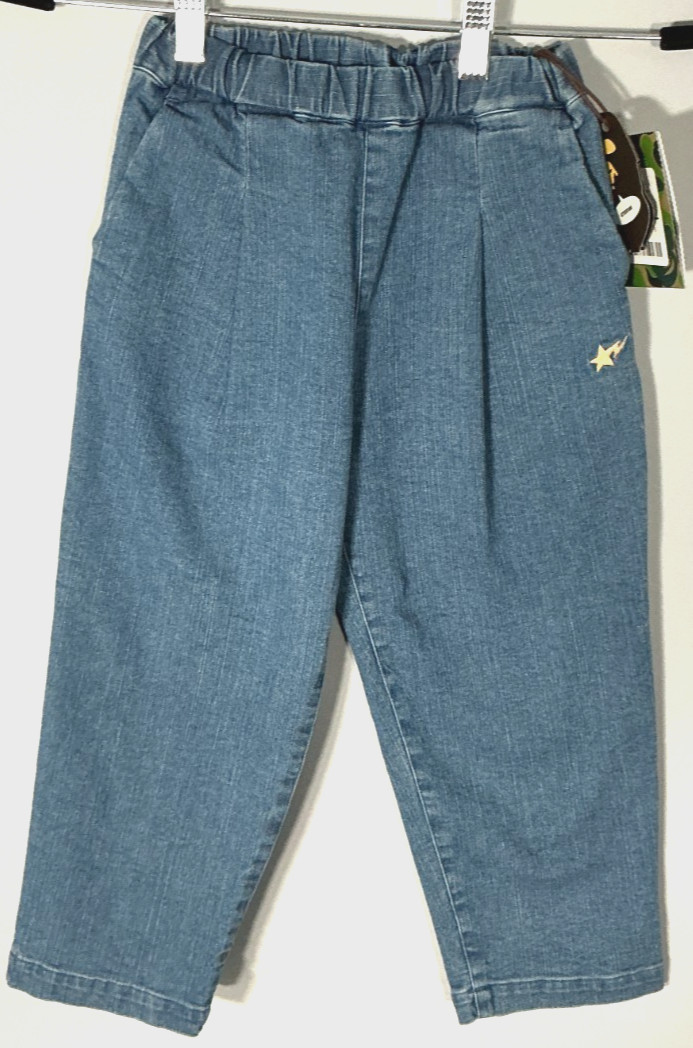 BAPE A Bathing Ape Ape Head Kid’s Size 120 (US 6Y) Light Indigo Denim Pants NWT