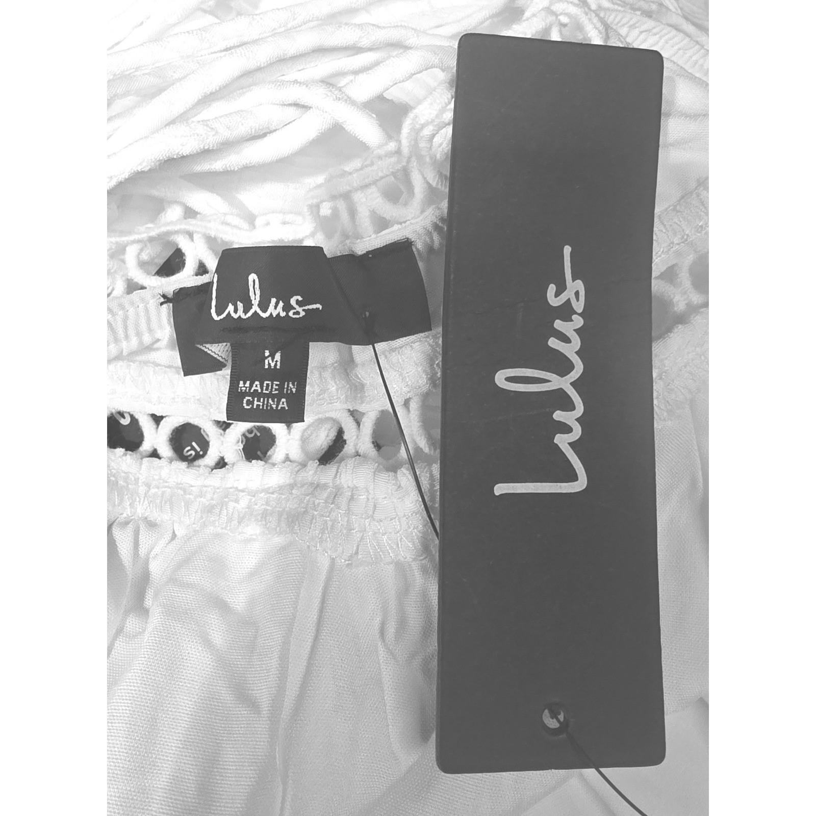 Lulus Ivory Crinkle Gauze Crochet Trim Tiered Maxi Dress Lace Up Back Medium NWT