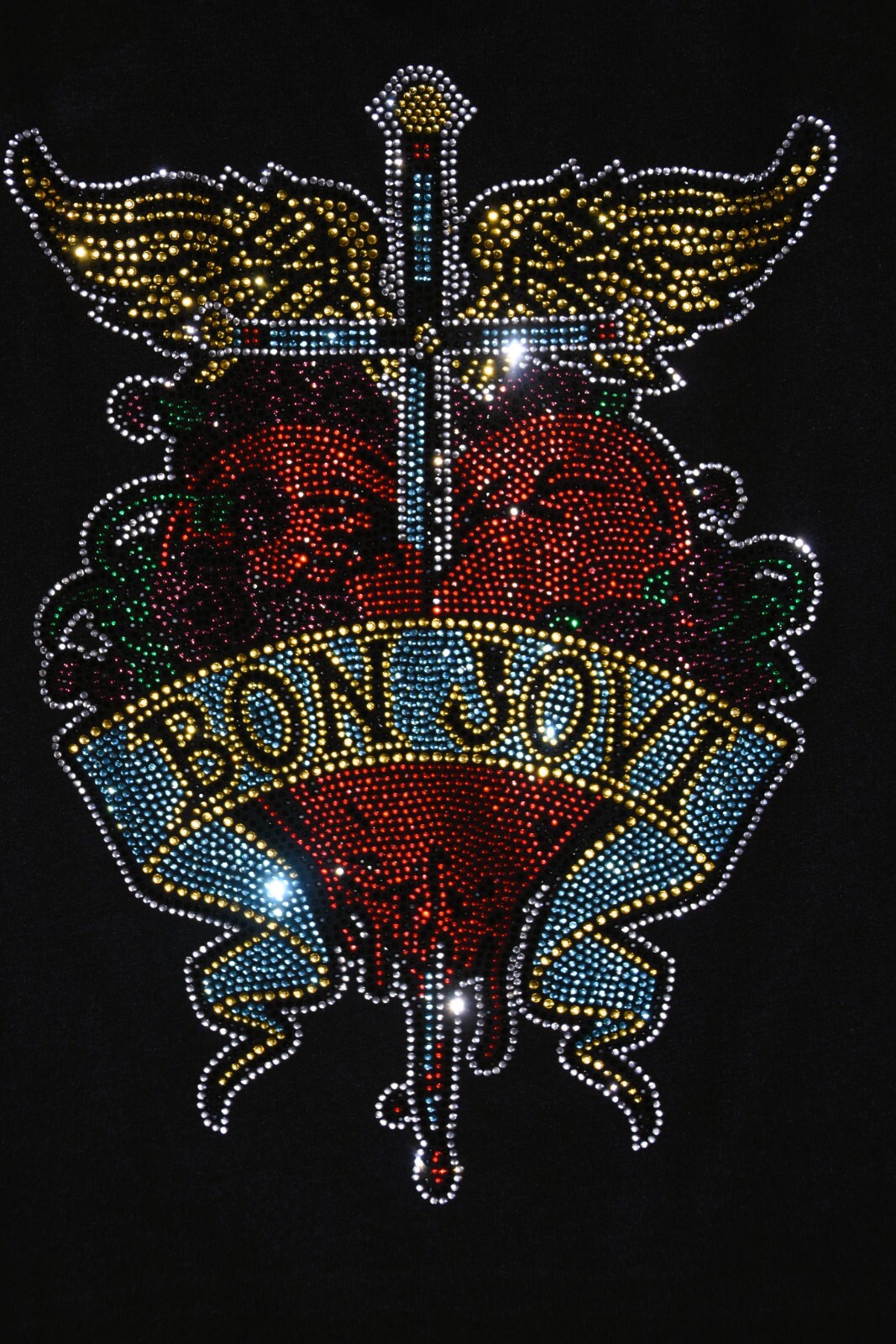 Bon Jovi rhinestone bling black racer back tank top XS, S, M, L, XL, 2XL