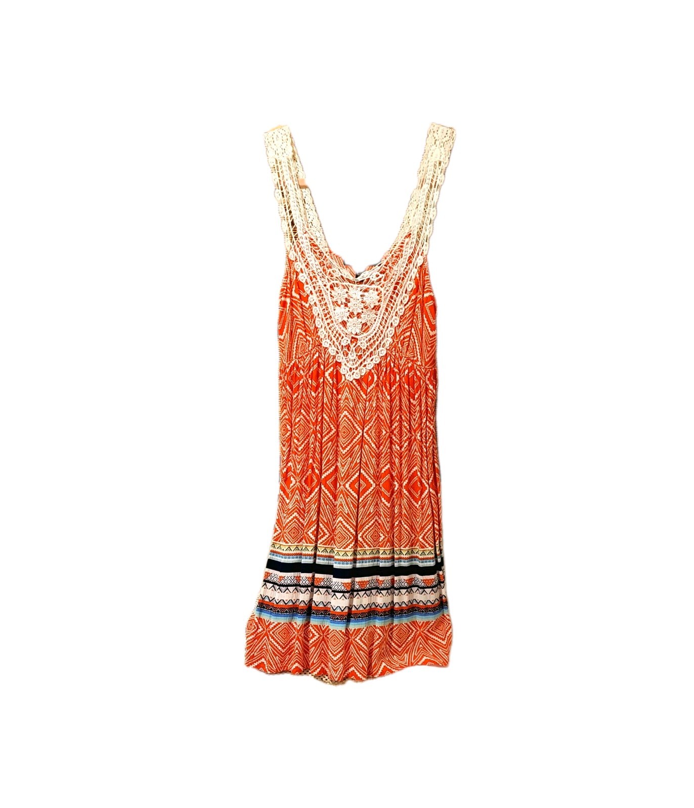 Derek Heart redish/orange color w/ White embroidery Sundress S