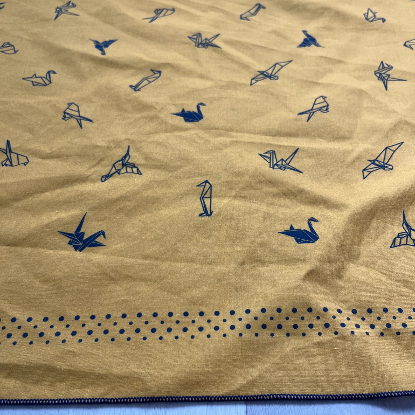 White Moss Paper Crane Scarf Yellow Gold Square Handkerchief Bandana