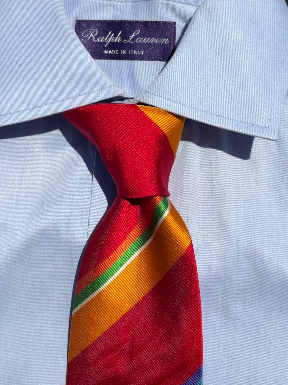 Ralph Lauren Purple Label Red, Orange, Blue, Green Silk Tie -Italy- $235.00