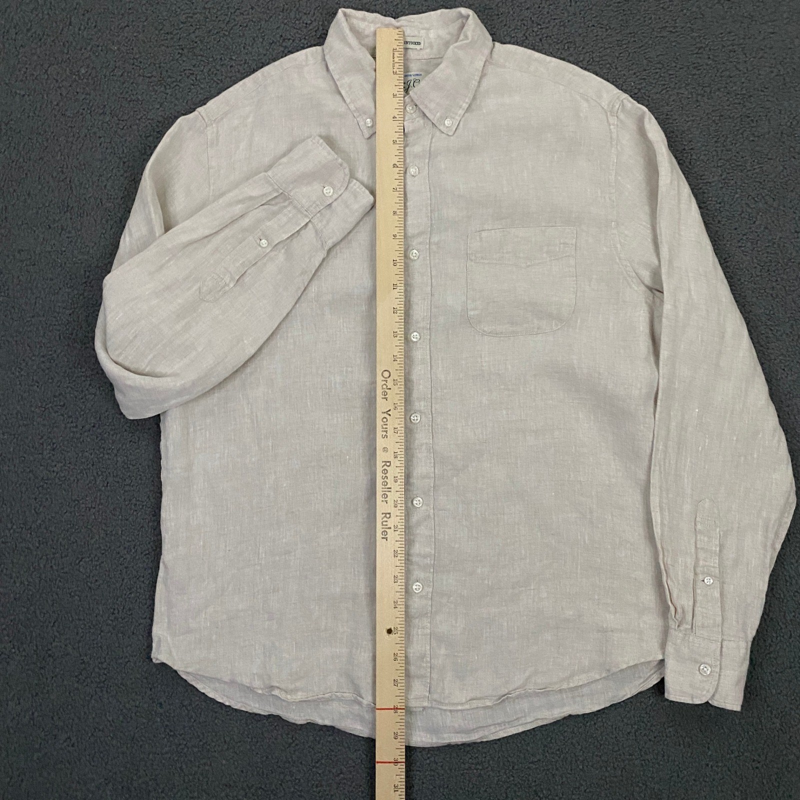 J.CREW Baird McNutt Irish Linen Shirt Mens Large Slim Unutucked Button Up Beige