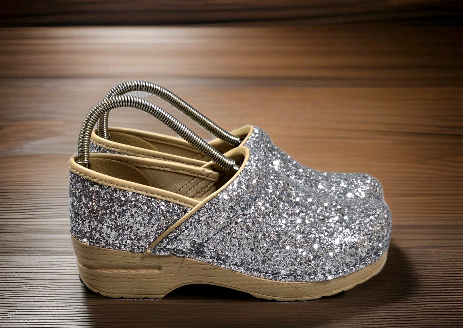 DANSKO Professional Glitter Slip On Clog Women’s 38- 7.5-8 US Champagne Hospital