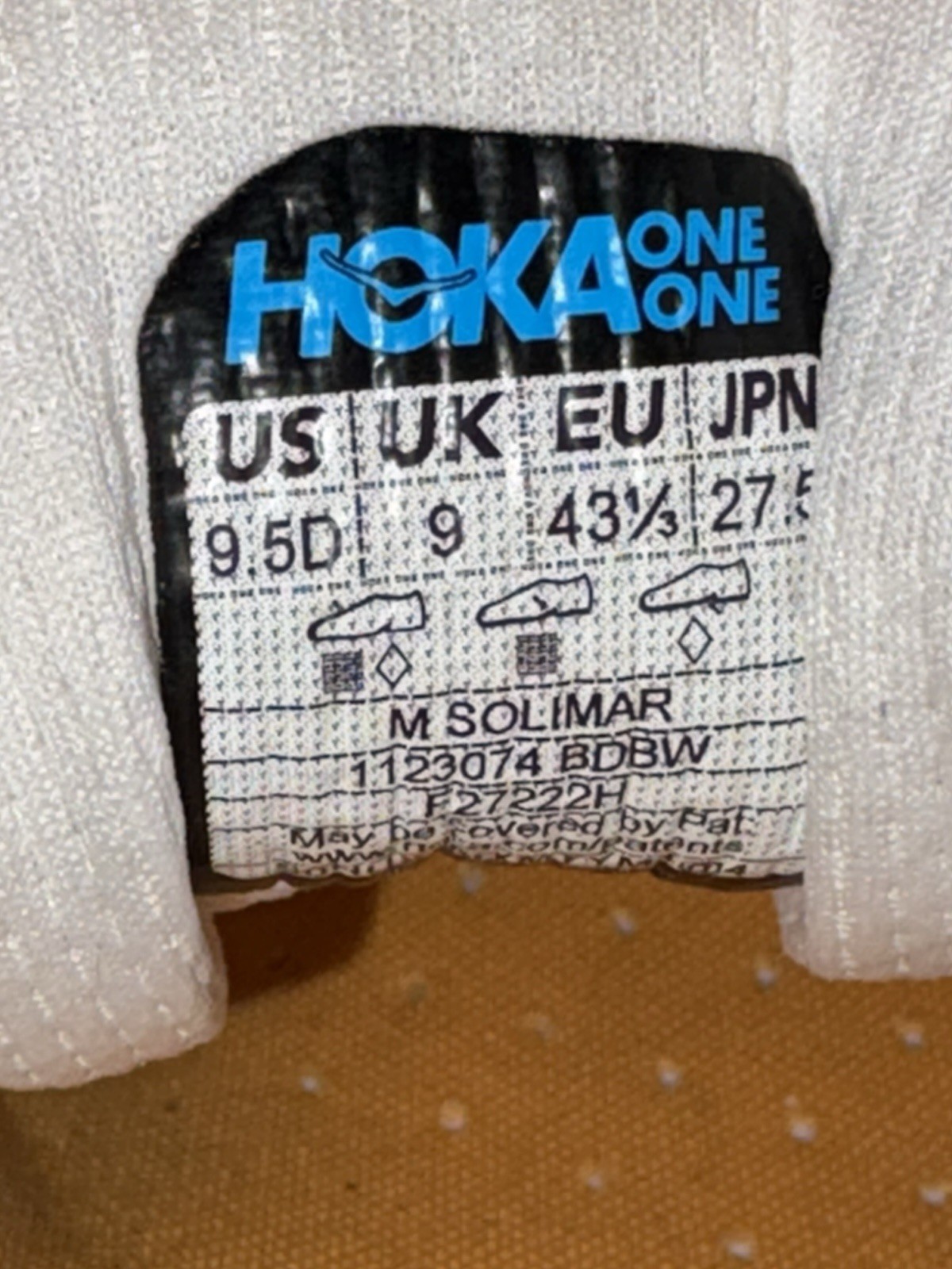 Hoka One One M Solimar 1123074 BDBW Running Shoes Sneakers Mens Size 9.5 D