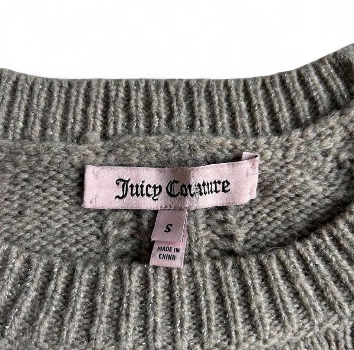 Juicy Couture Wool Blend Sweater McyBling Rhinestone Shimmer Pullover Gray S