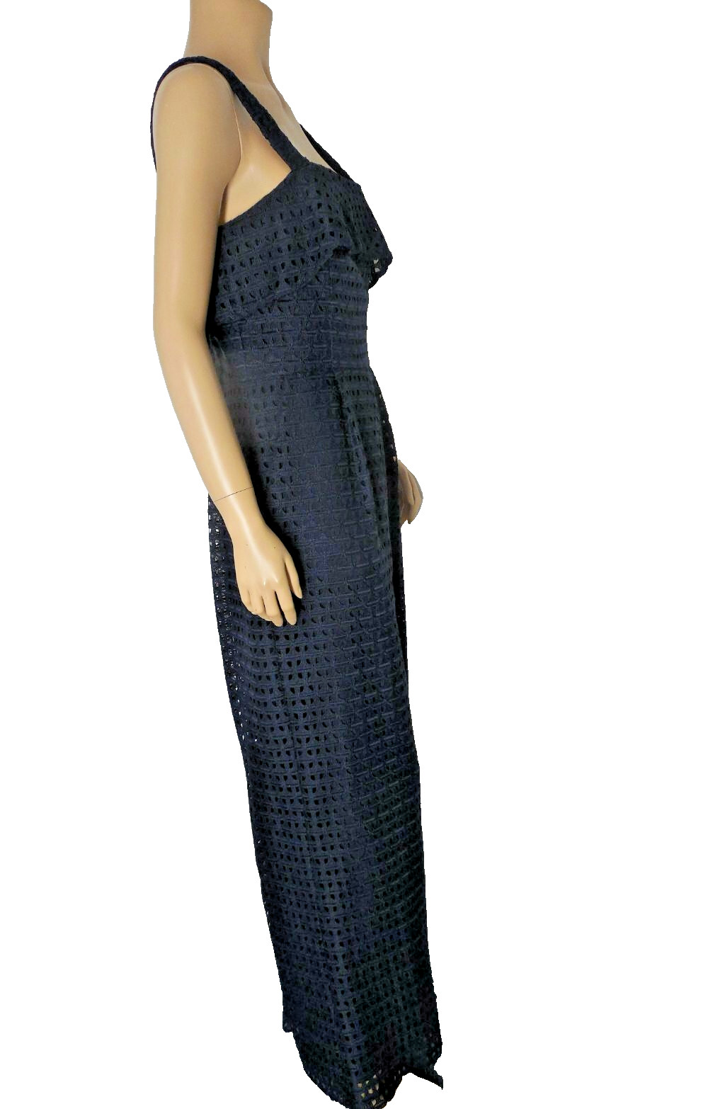 ANTONIO MELANI Jumper wide leg 8 Blue eyelet Lace tiered neck line NWT