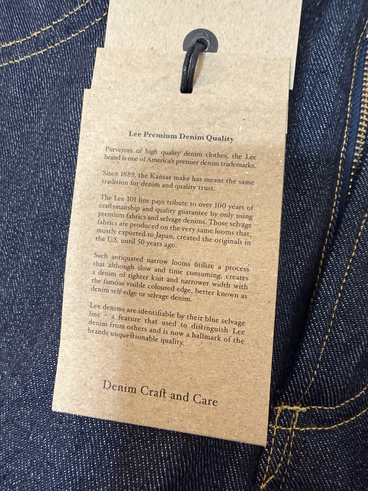 NWT Lee 101Z Premium Selvedge Denim Jeans – Raw Indigo Made with Japanese Denim