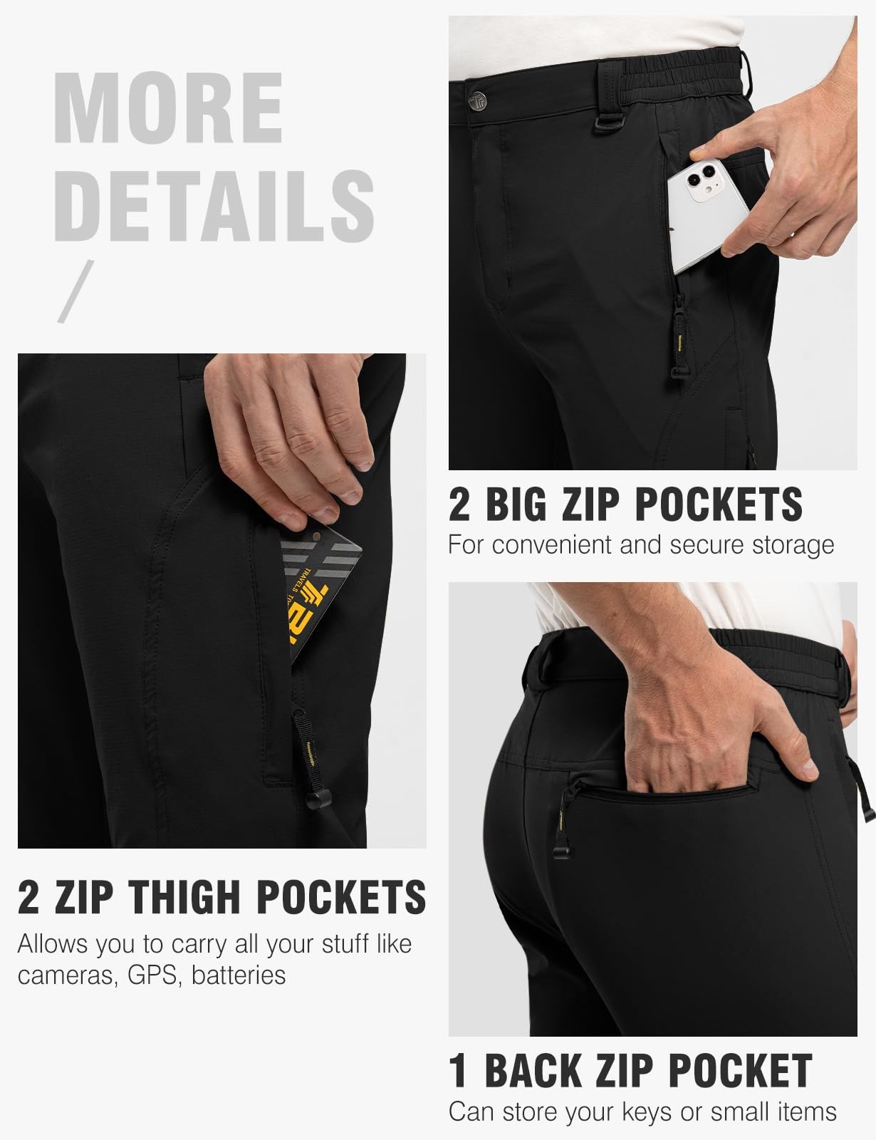 TBMPOY Men’s Hiking Pants: 5 Zips, Belt, Quick-Dry – Adventure-Ready!