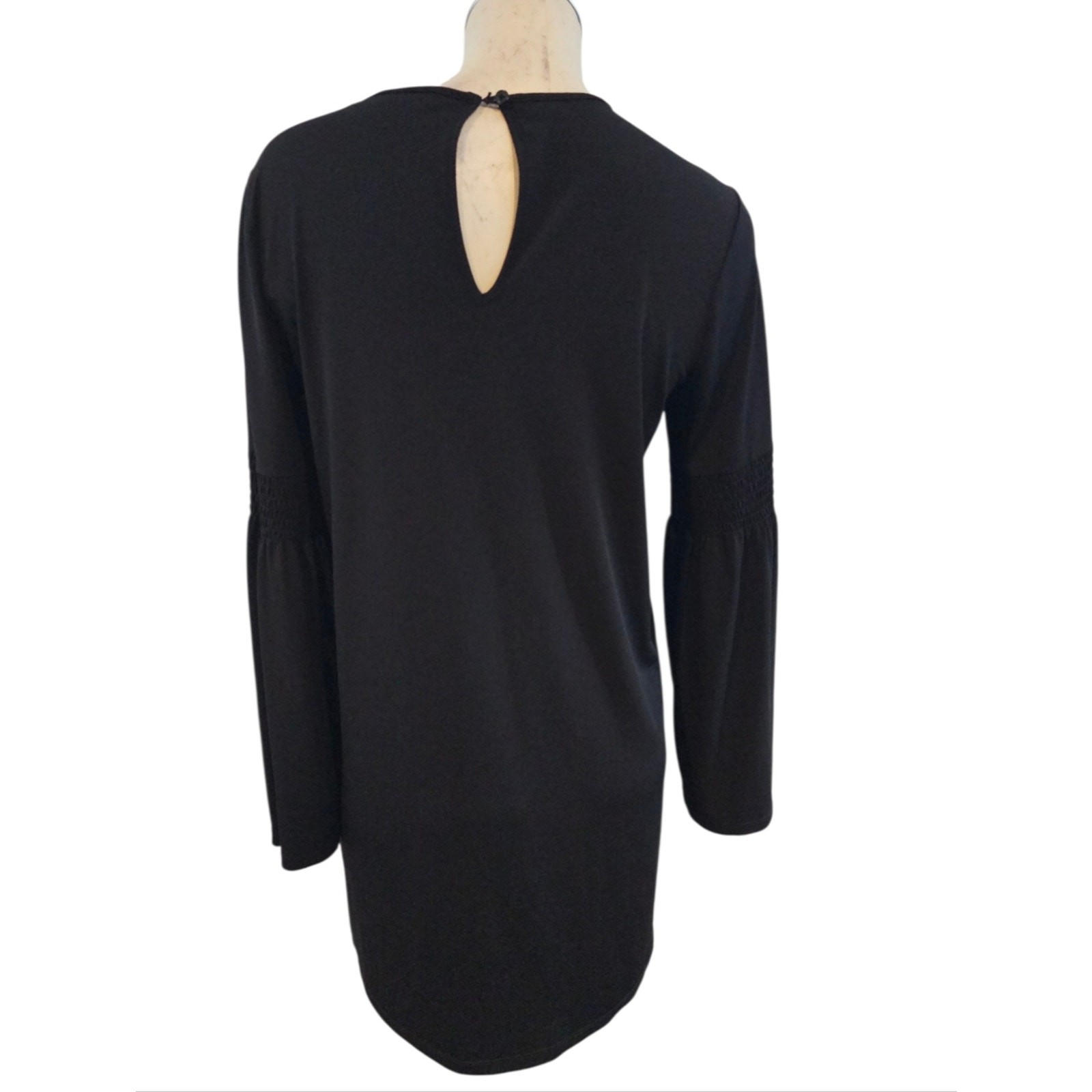 Michael Kors Size S Black Shift Dress with Keyhole Neck Bell Sleeves