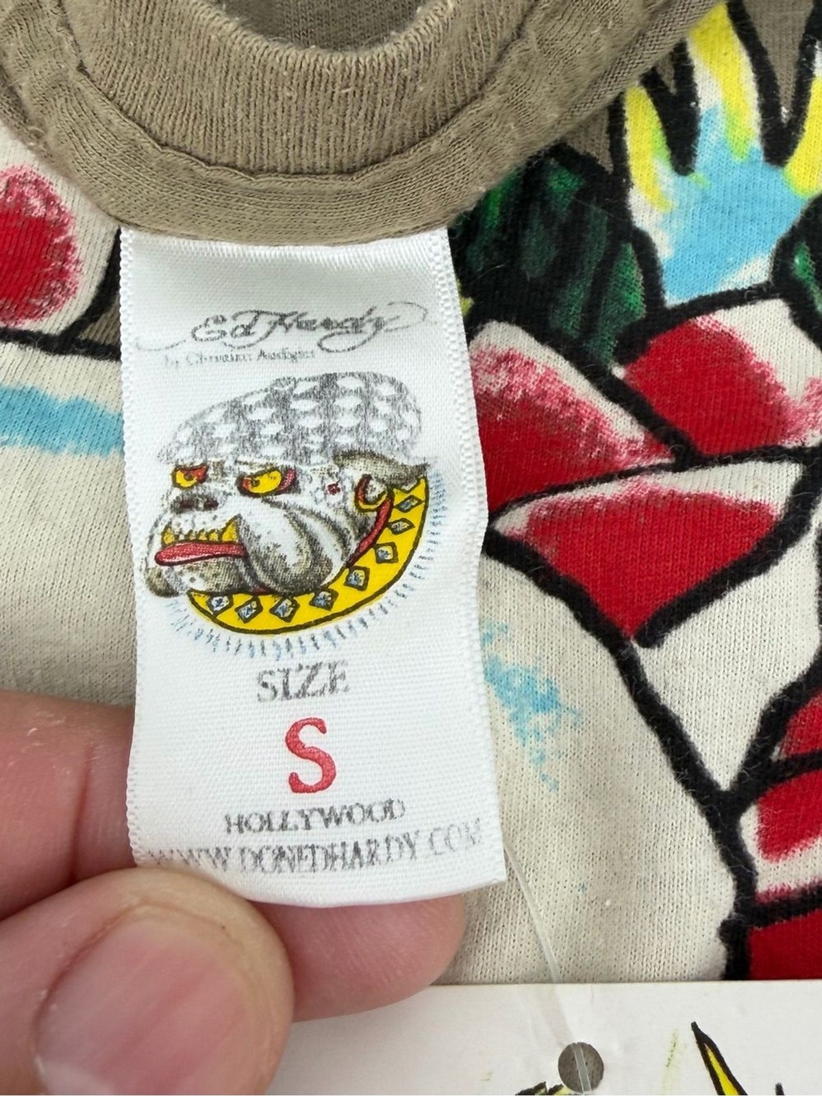 Vintage Ed Hardy Tunic T-Shirt NWT Skull Roses Christian Audigier Olive Brown